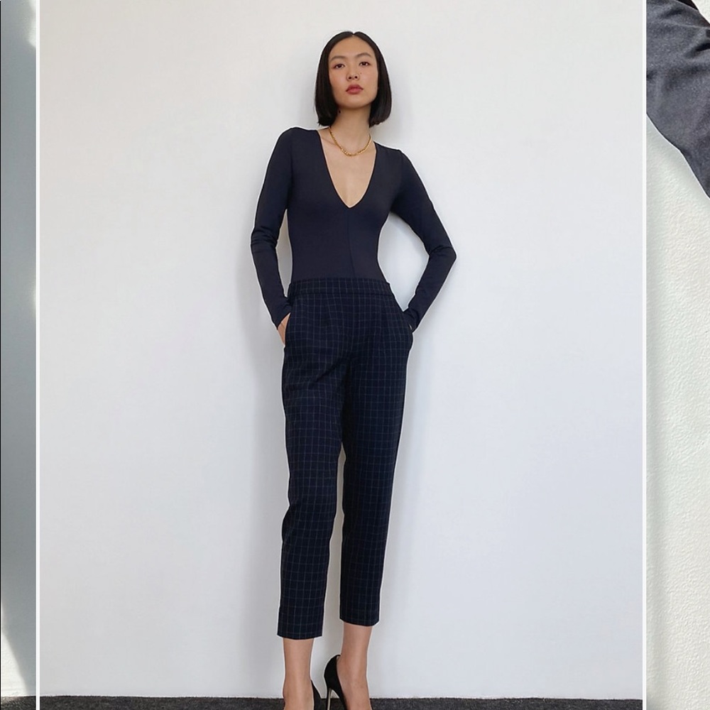 Babaton Plaid Conan Cropped Pant Navy
